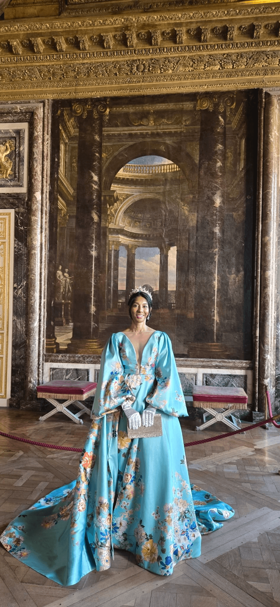Dr. Sharda Harvey at the Royal Versailles Ball portrait setting